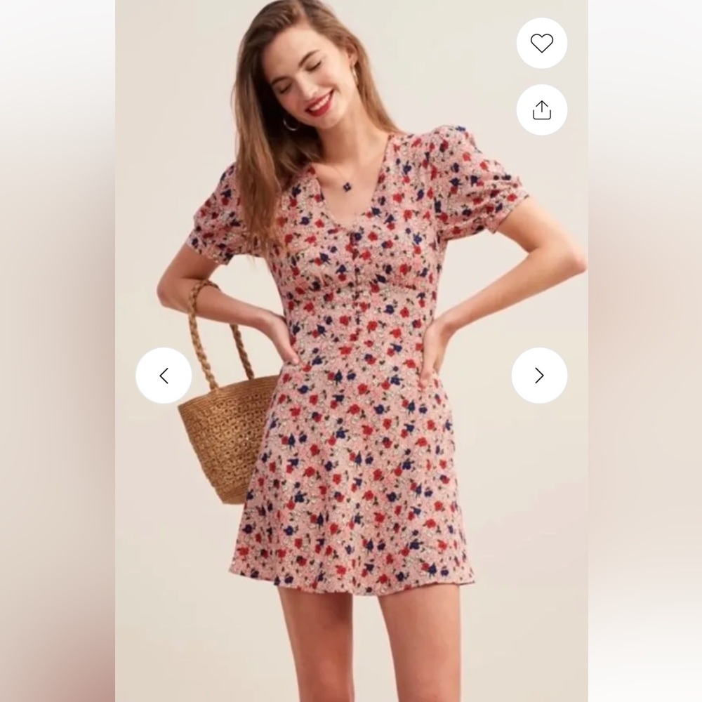 Rare ROUGE Red floral Ondine Mini Dress 34 / XS